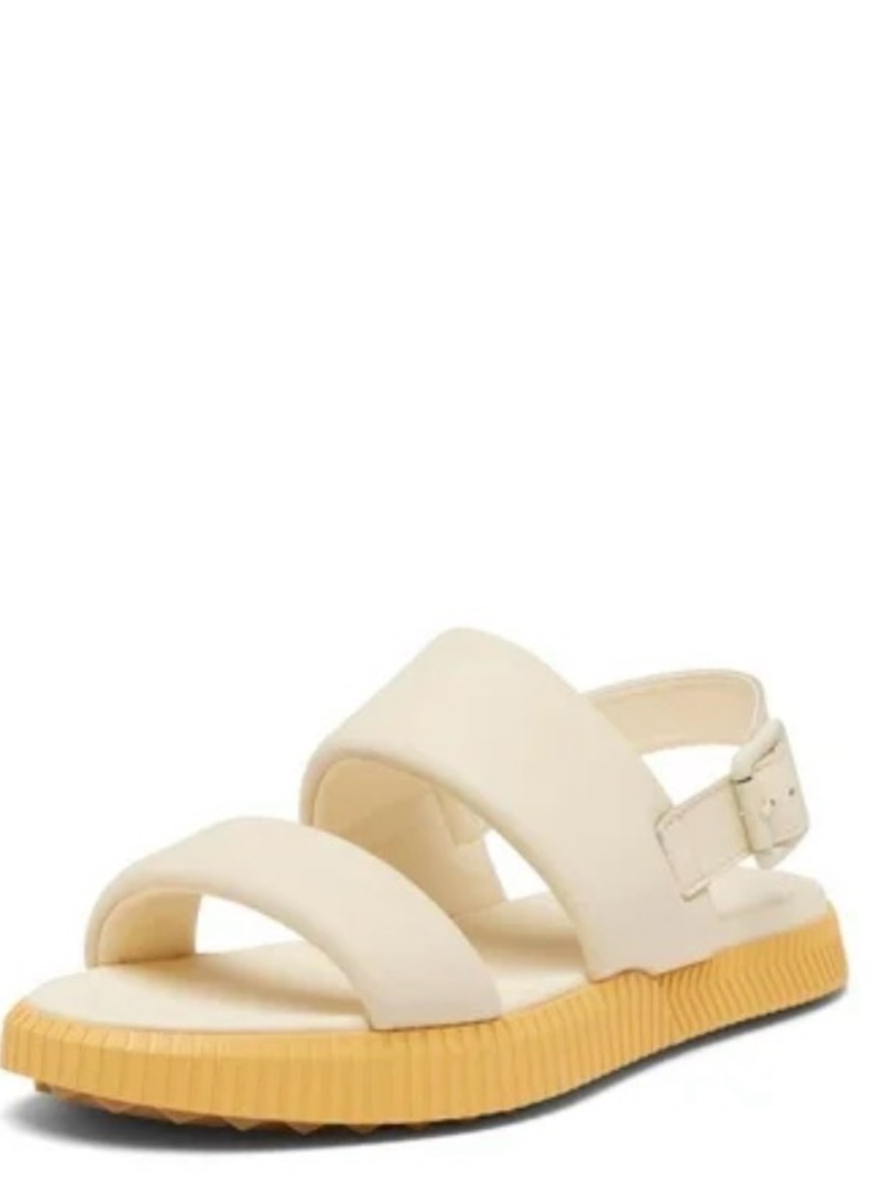Sorel Cream Strappy Sandals with Yellow-Tan Platform Sole